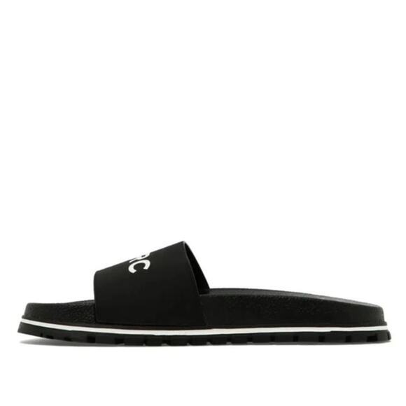 Marc Jacobs Slides Womens Size 6 Black Logo Slip On Sandals Designer Pool NEW - Picture 11 of 15
